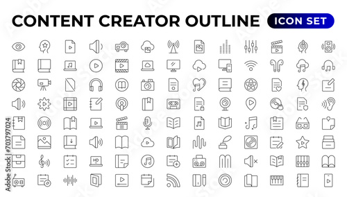 content creator icons set.Outline icon set. photo
