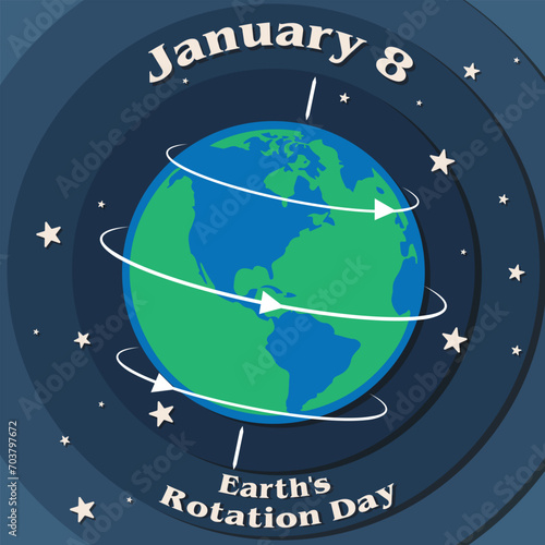 Earth,s Roatation day January 8, vector design