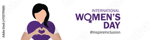 International women's day concept poster. Woman sign illustration background. 2024 women's day campaign theme- #InspireInclusion