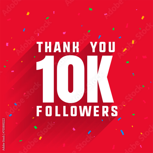 modern 10k social media followers celebration background with confetti