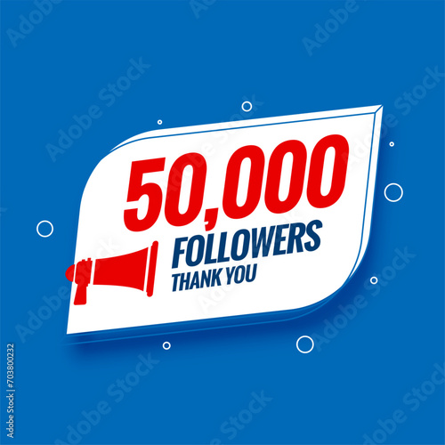 modern 50k social media network background with megaphone design