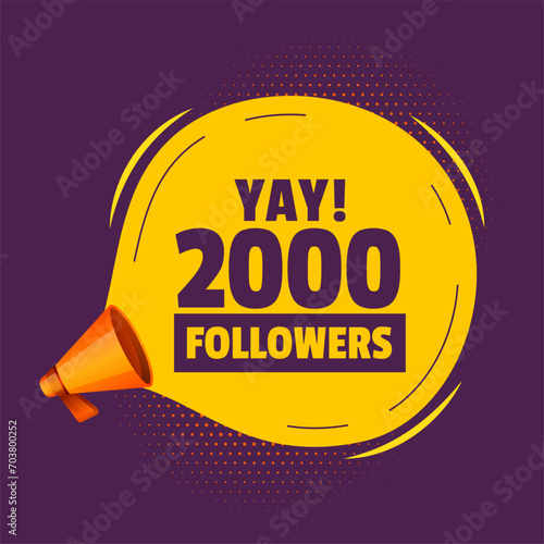 thank you 2000 followers web network background with megaphone photo
