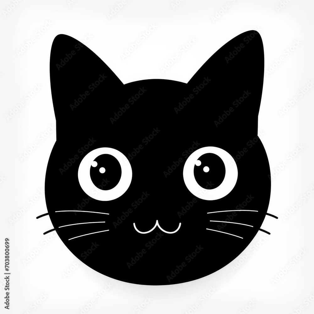 Cute Black Kitten Face Icon with Big Eyes Cute Black Kitten Face Icon with Big Eyes
