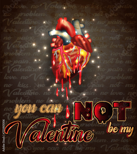 Anti Valentines day. You can not be my valentine Party invitation vip card vector illustration
