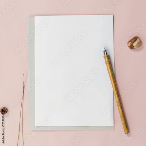 blank notebook and pen mockup concept 