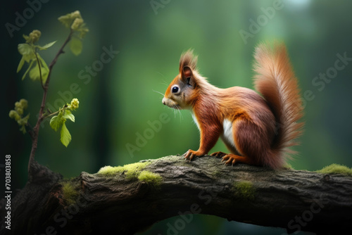 Curious Squirrel Enjoying Treetop View © AIproduction