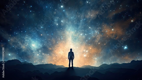 Contemplating the Cosmos: A Silhouette Against the Stars