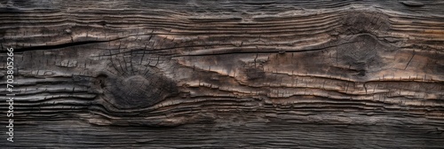 Burnt cracked wood with knots old dark