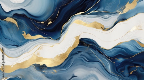Luxurious navy blue and gold white dark marble. © Eyepain