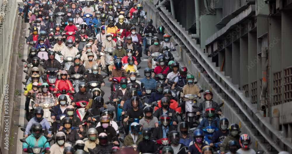 Crowded of scooter in taipei city Crowded of scooter in taipei city