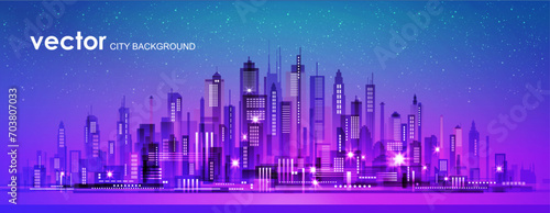 Cityscape background with glowing neon lights © dahabians