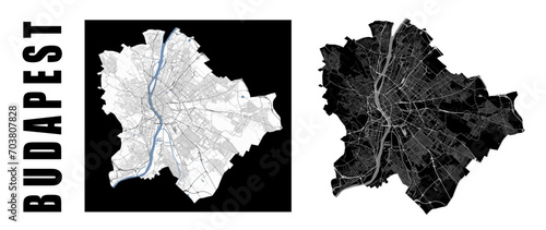 Budapest map, Hungary. City within administrative municipal borders.