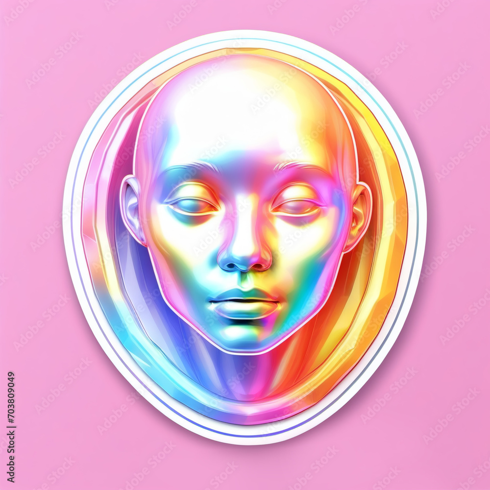3D Illustration of a Female Face in a Futuristic Style. 3d rendering of a female head with closed eyes in colorful neon light. Neon sculpture of a woman's face. 3d illustration. 3D Illustration of a Female Face in a Futuristic Style. 3d rendering of a female head with closed eyes in colorful neon light. Neon sculpture of a woman's face. 3d illustration.