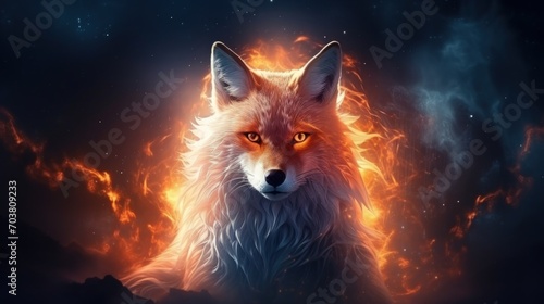 Powerful a Wolf animal wildlife in dramatic background. AI generated image photo