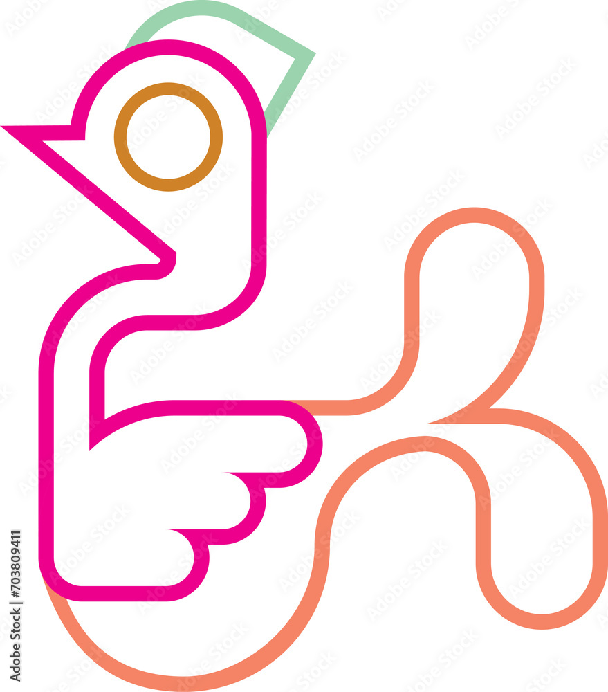 Obraz premium Bird Light Neon Line Art Element