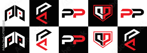 PP set ,PP logo. P P design. White PP letter. PP, P P letter logo design. Initial letter PP letter logo set, linked circle uppercase monogram logo. P P letter logo vector design.	
 photo