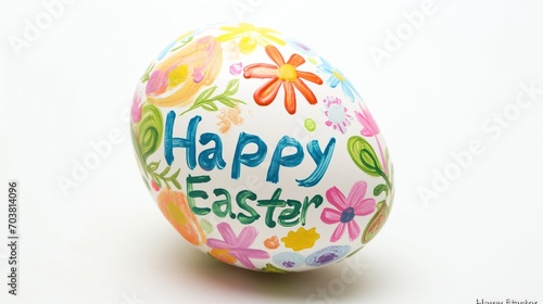 decorative easter egg with happy easter text