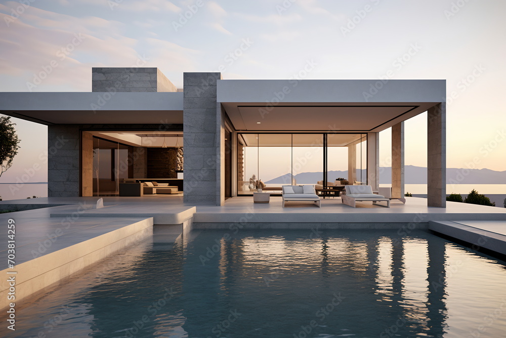 Modern luxury villa with infinity pool and stunning sea view