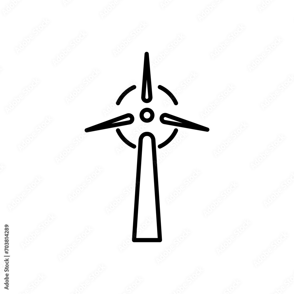 Wind Energy Vector Line Icon Illustration.