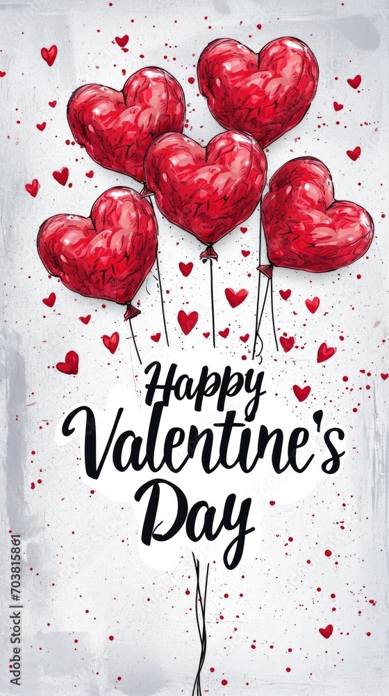 Happy Valentine's wish with floating hearts Happy Valentine's wish with floating hearts