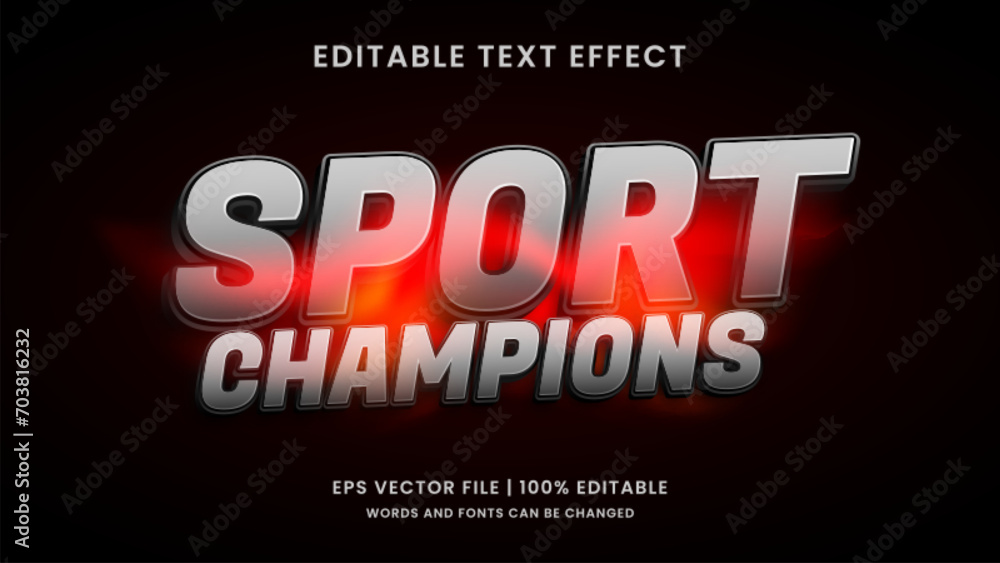 Sport champions 3D editable text effect