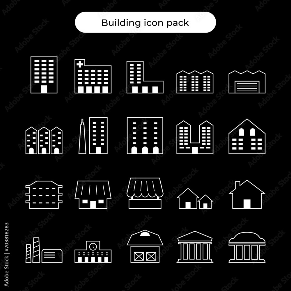 Buildings icon pack collection