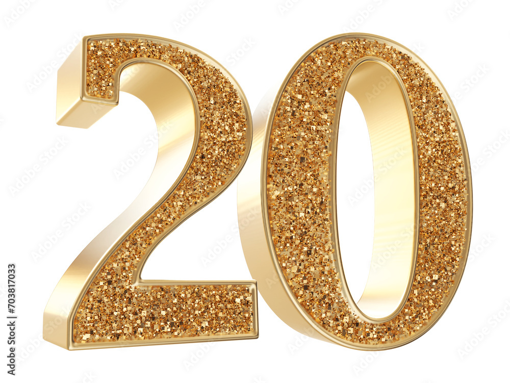 Gold 3d Number 20 luxury render Gold 3d Number 20 luxury render