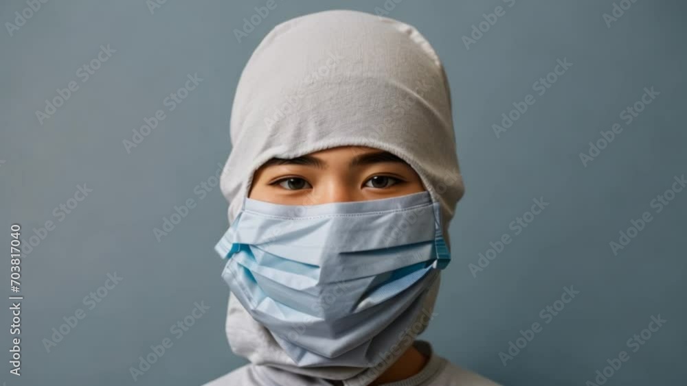 virus outbreak man with face mask generative AI virus outbreak man with face mask generative AI
