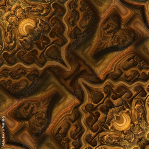 Abstract figured background, 3d object. 3d illustration. Light orange, oak brown, oil and deep bronze colors. Seamless pattern © Tamara