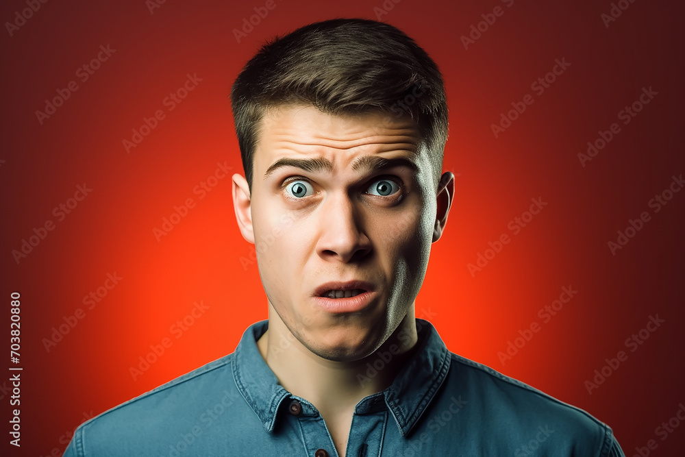 Obraz premium Shocked surprised expression man 