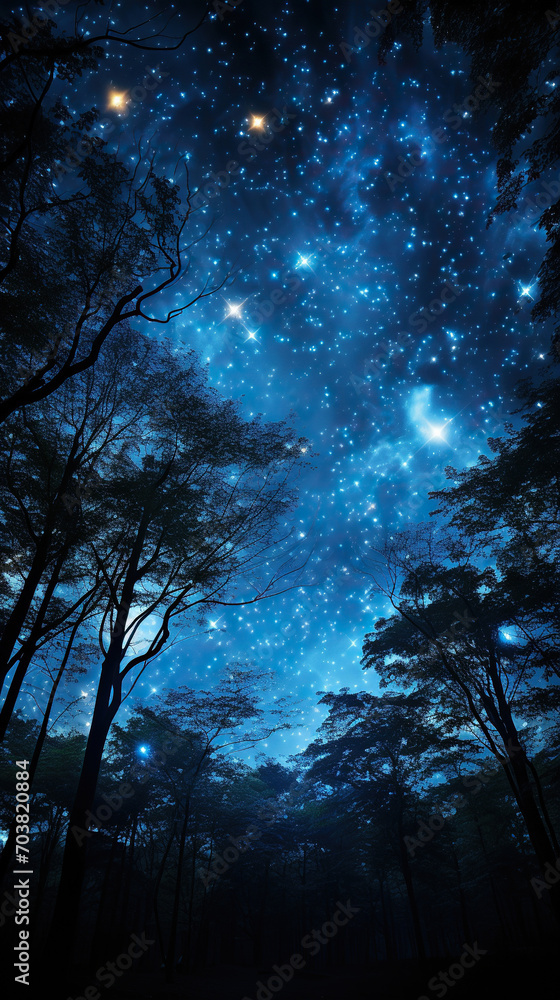 Fototapeta premium Starry Night in the Enchanted Forest