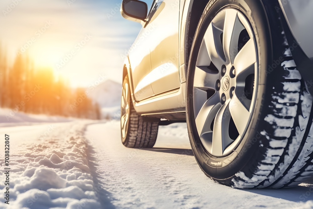 car wheel on snow