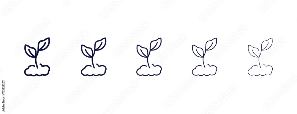 growing plant outline icon. Black, bold, regular, thin, light icon from ecology collection. Editable vector isolated on white background - obrazy, fototapety, plakaty 