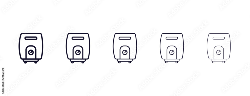 water heater outline icon. Black, bold, regular, thin, light icon from hygiene collection. Editable vector isolated on white background - obrazy, fototapety, plakaty 