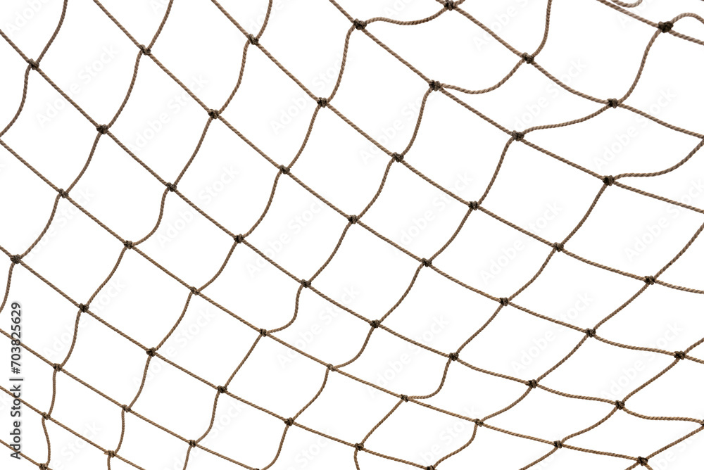 Football or tennis net. Rope mesh on a white background close-up Football or tennis net. Rope mesh on a white background close-up