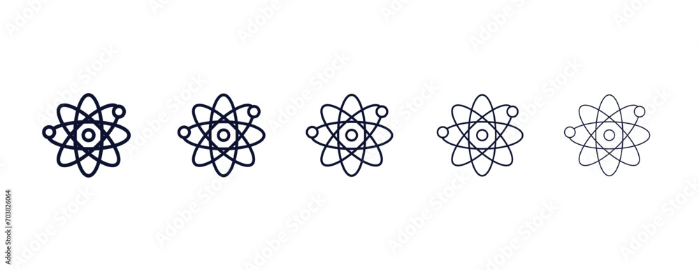 atomic structure outline icon. Black, bold, regular, thin, light icon from medical collection. Editable vector isolated on white background - obrazy, fototapety, plakaty 