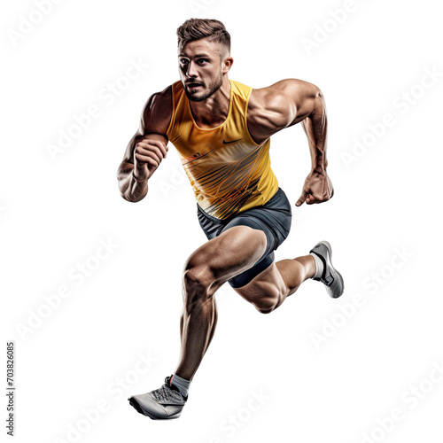 professional running athlete in a running pose on a transparent background