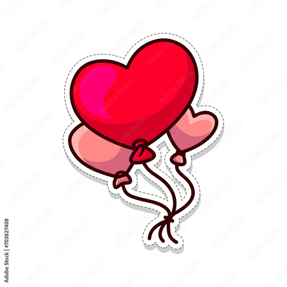 Free vector illustration of a heart-shaped balloon sticker
