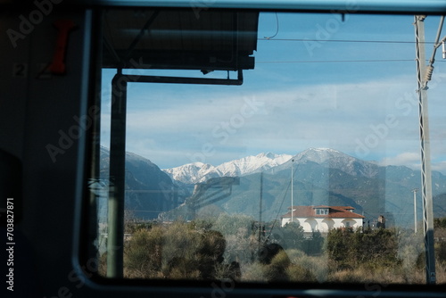 A view of Mont Olympus from the train. 