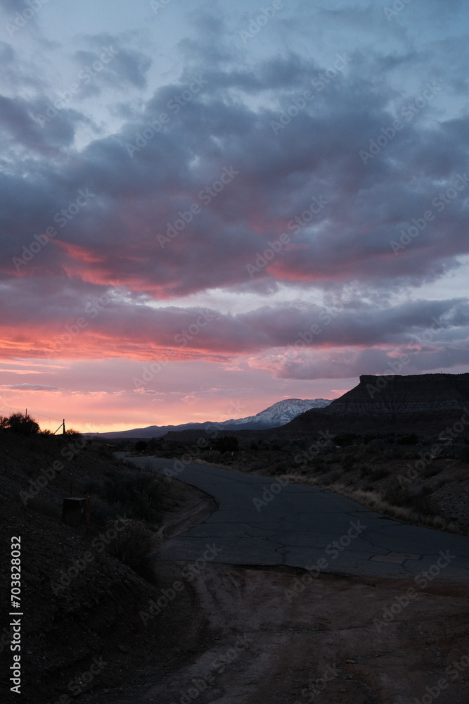A pink sunset in southern Utah