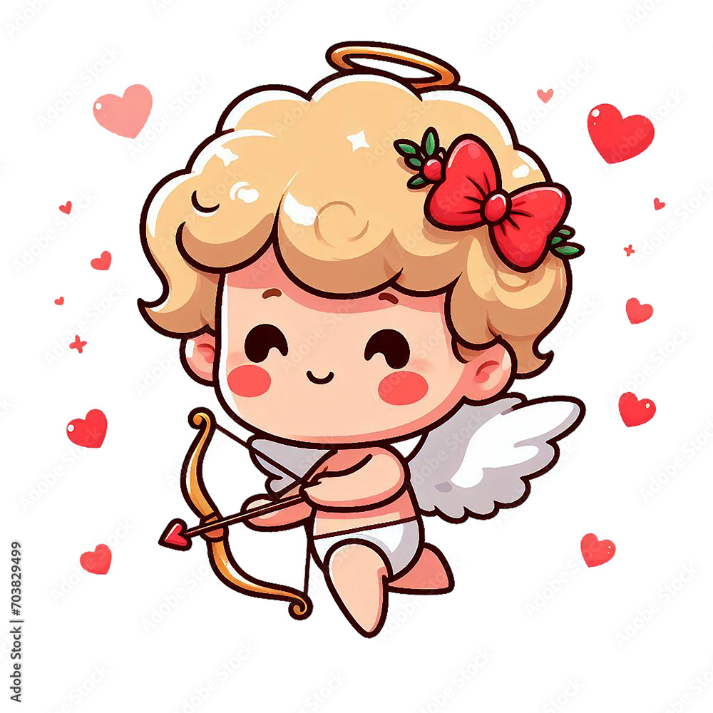 Cute Cupid PNG Sublimation Clipart. Generative AI Cute Cupid PNG Sublimation Clipart. Generative AI