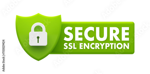 Secure SSL Encryption Badge - Digital Data Protection and Internet Security Shield Icon