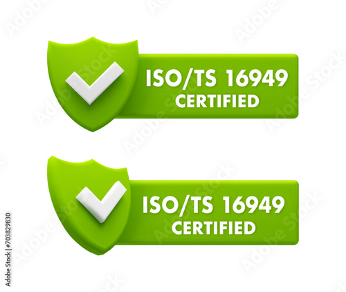 ISO TS 16949 Certified Badges - Automotive Quality Management System Certification Icons