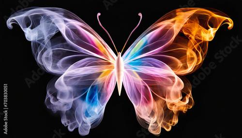 A butterfly made of colorful smoke