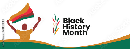 flat black history month horizontal banner