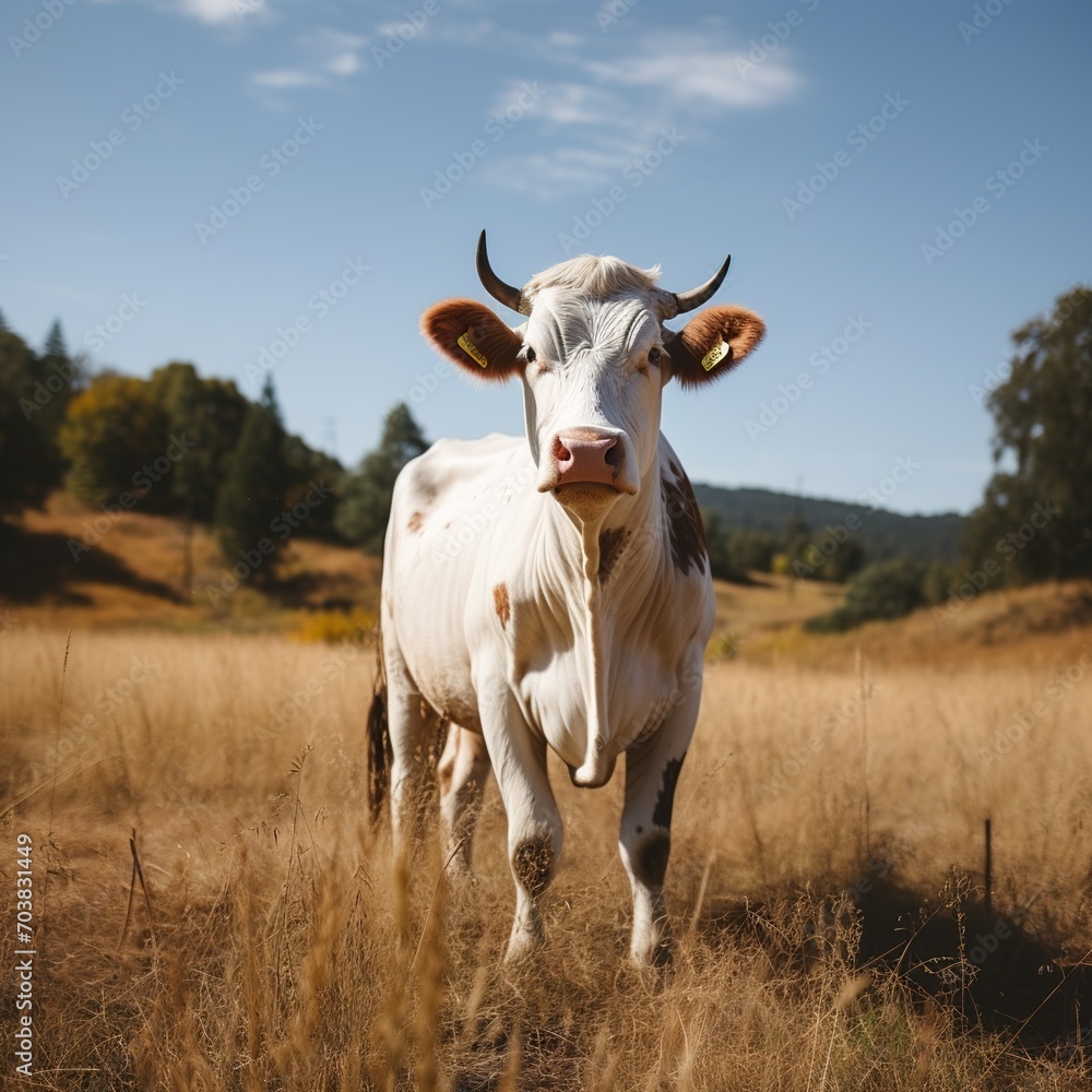 Holstein cow standing in a lush green field Holstein cow standing in a lush green field