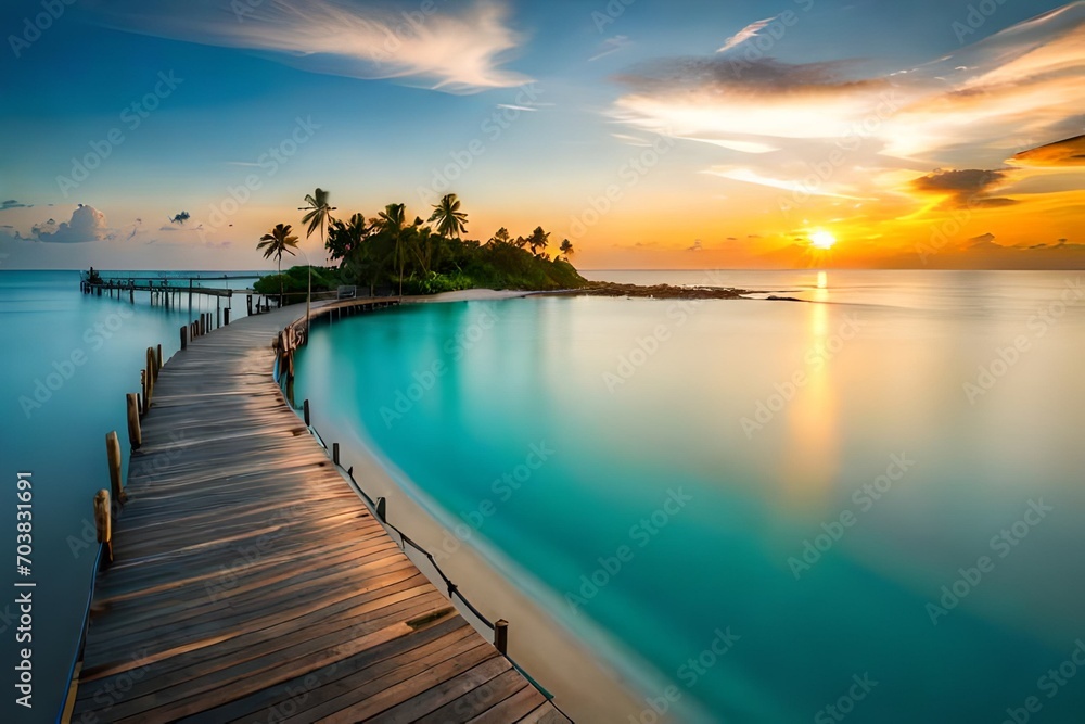 Obraz premium sunset on the lake