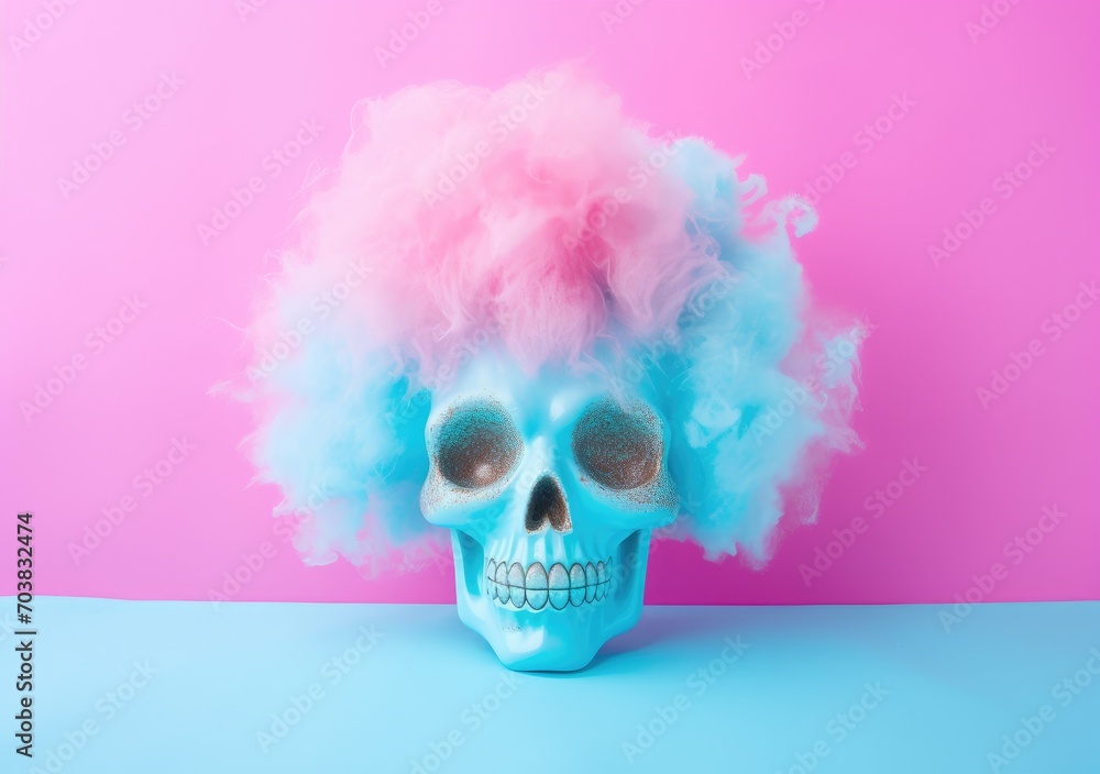 A Whimsical Blend of Pink Candy Floss and Macabre. Generative AI. A Whimsical Blend of Pink Candy Floss and Macabre. Generative AI.