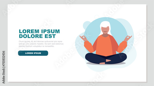 Vektor-Illustration einer entspannten Frau beim Yoga - Entspannungskonzept