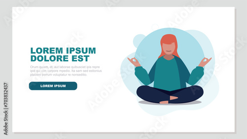 Vektor-Illustration einer entspannten Frau beim Yoga - Entspannungskonzept